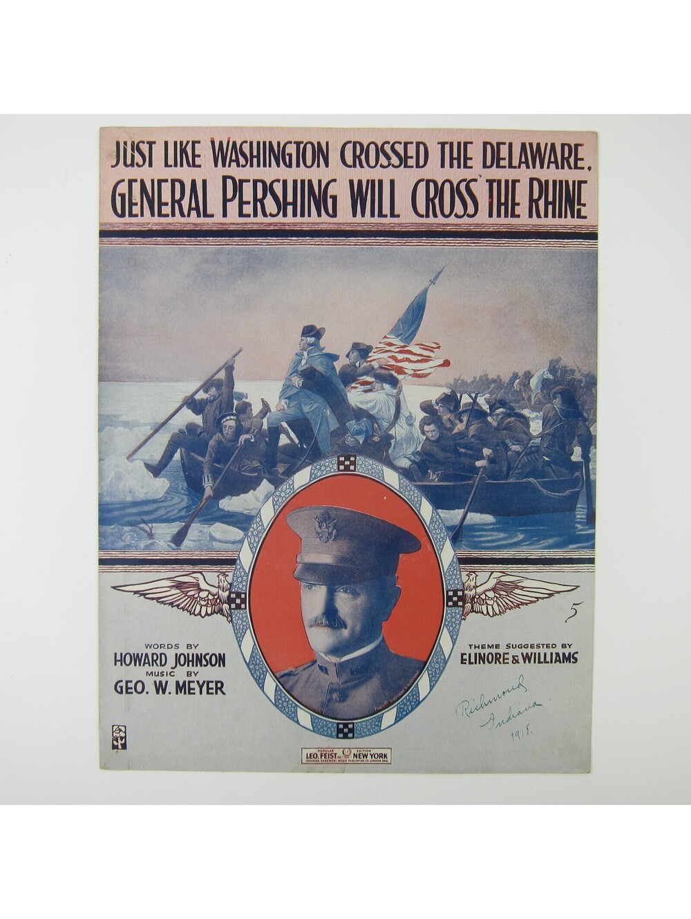Sheet Music Just Like Washington Crossed Delaware General Pershing Antique 1918